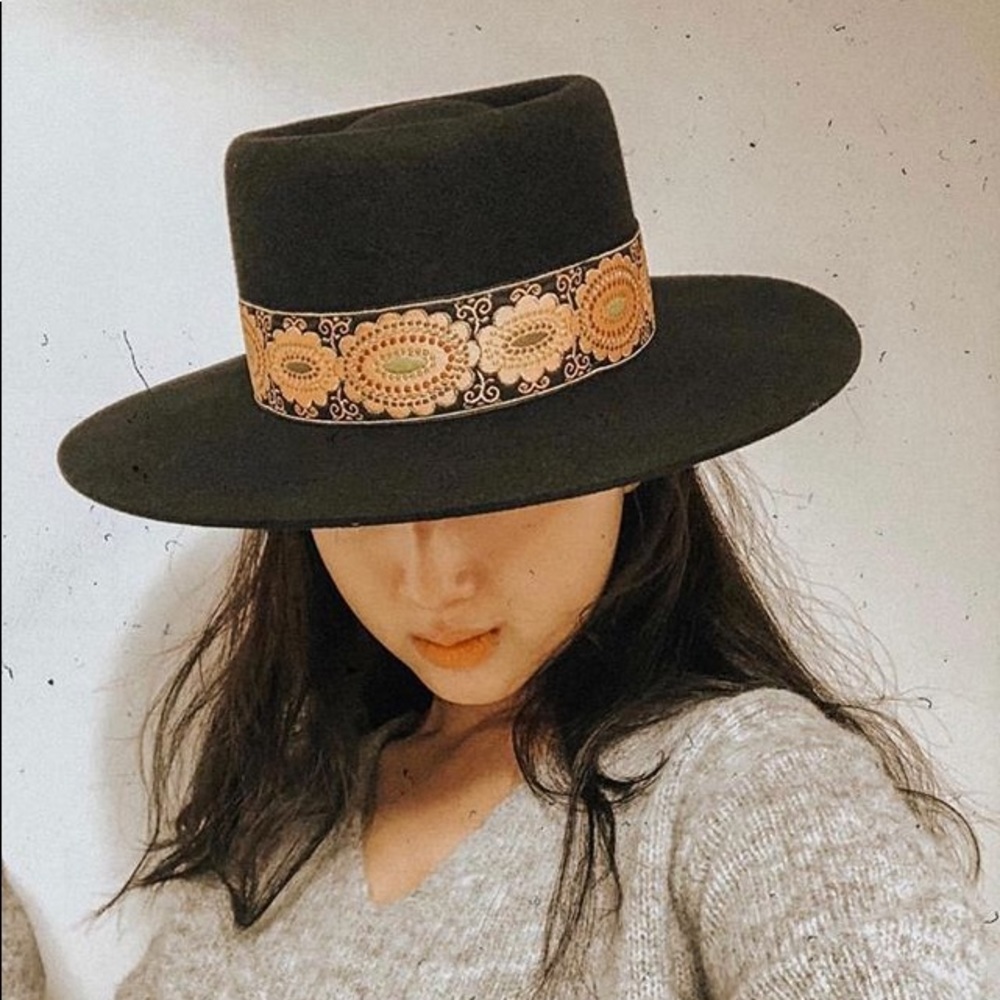 Lack Of Color Black Lolita Boater Hat L